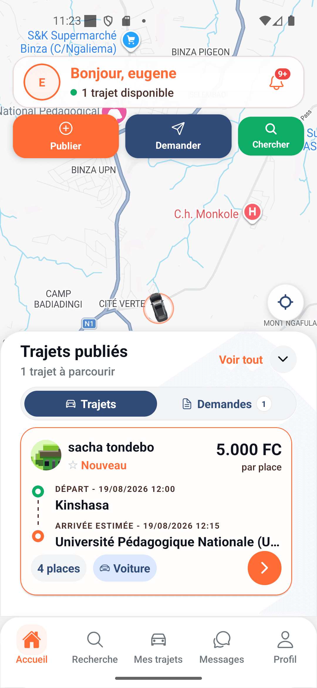Accueil de l'application Zwanga à Kinshasa